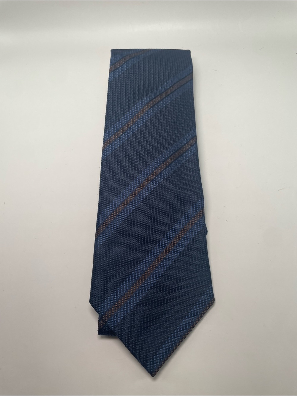 Gucci Silk Tie Office Preppy Navy Brown